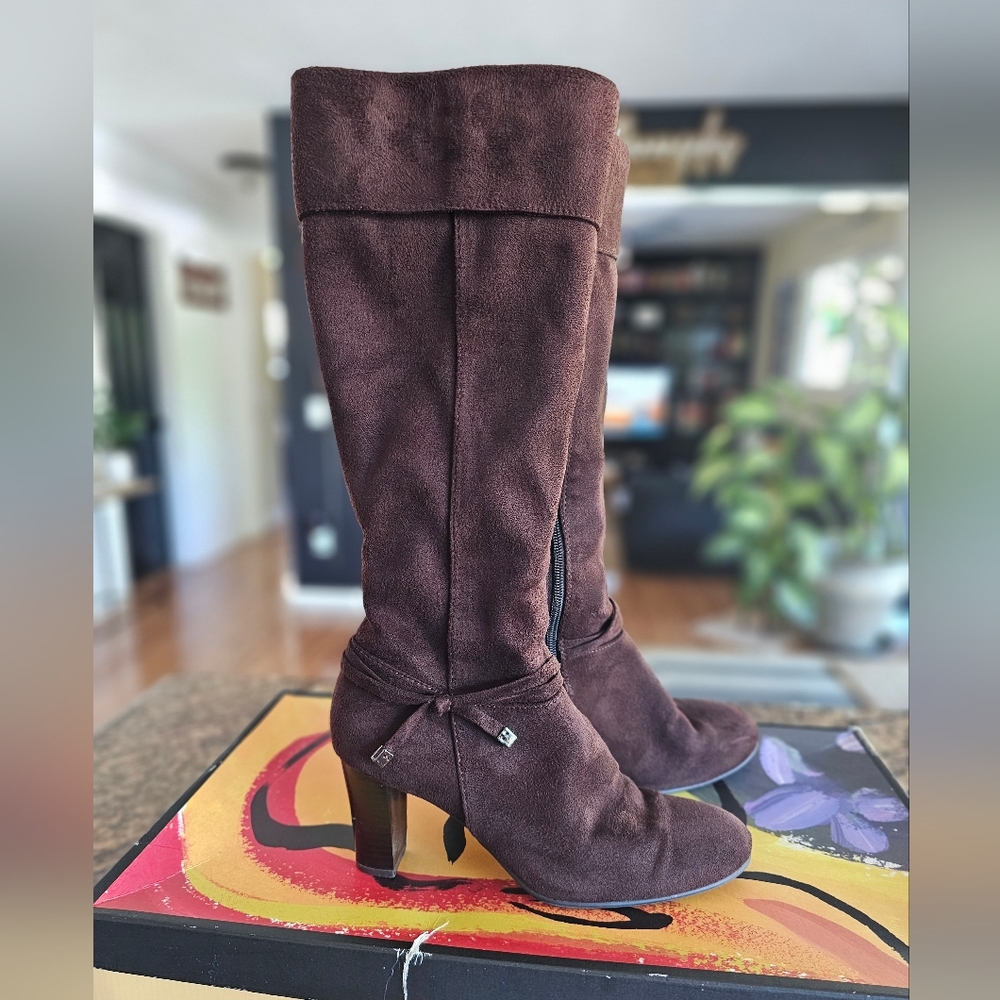 Predictions Brown Faux Suede Boots Size 8